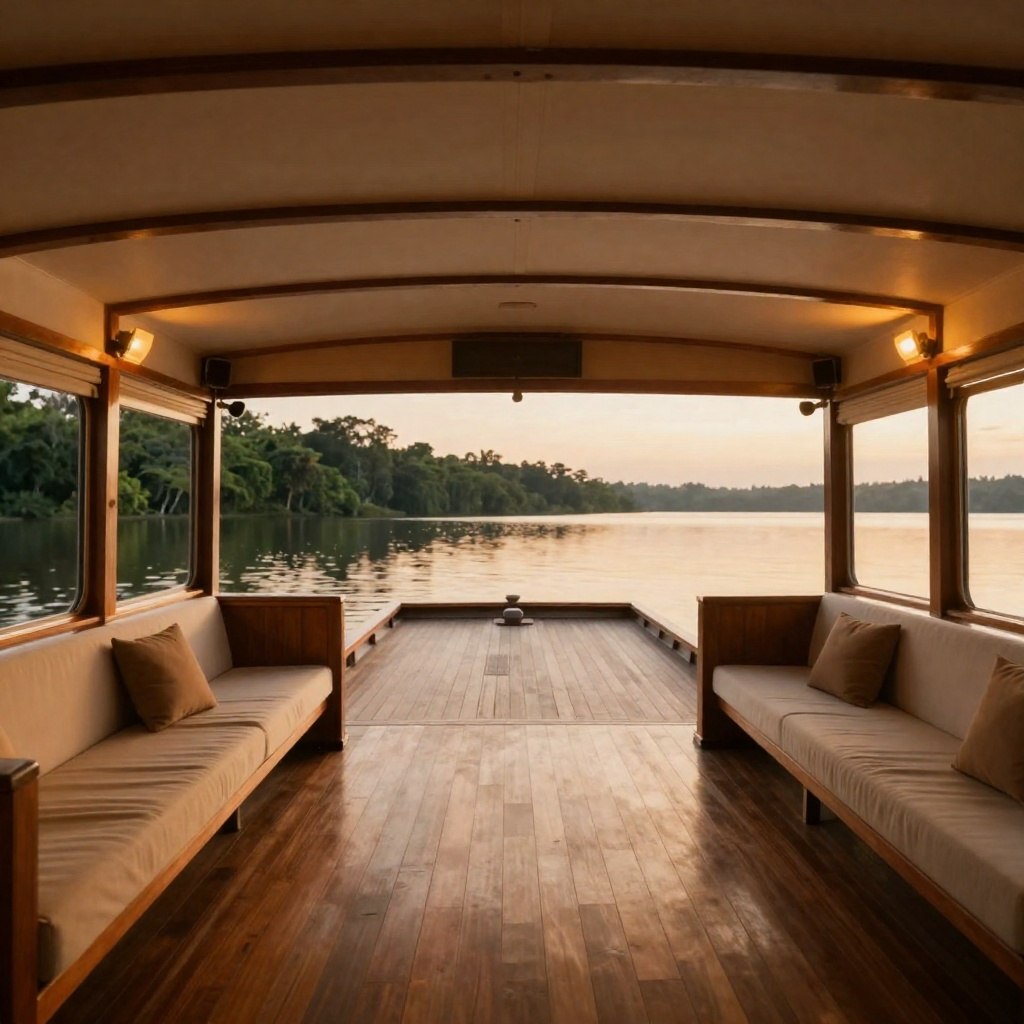 The Temenggor Houseboat with its bedrooms, bathrooms and common areas on the lake